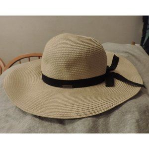 New Surfware Hawaiian Classics woven cotton wide brim straw sun hat w/ ribbon